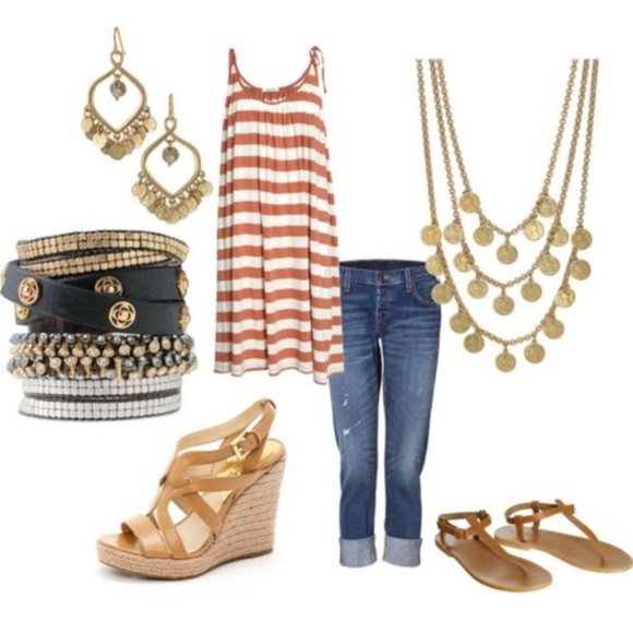 Stella & Dot | Exotic GOLD Coin Disc Rio Dangle Chandelier Earrings Retiโฆ - Picture 6 of 8